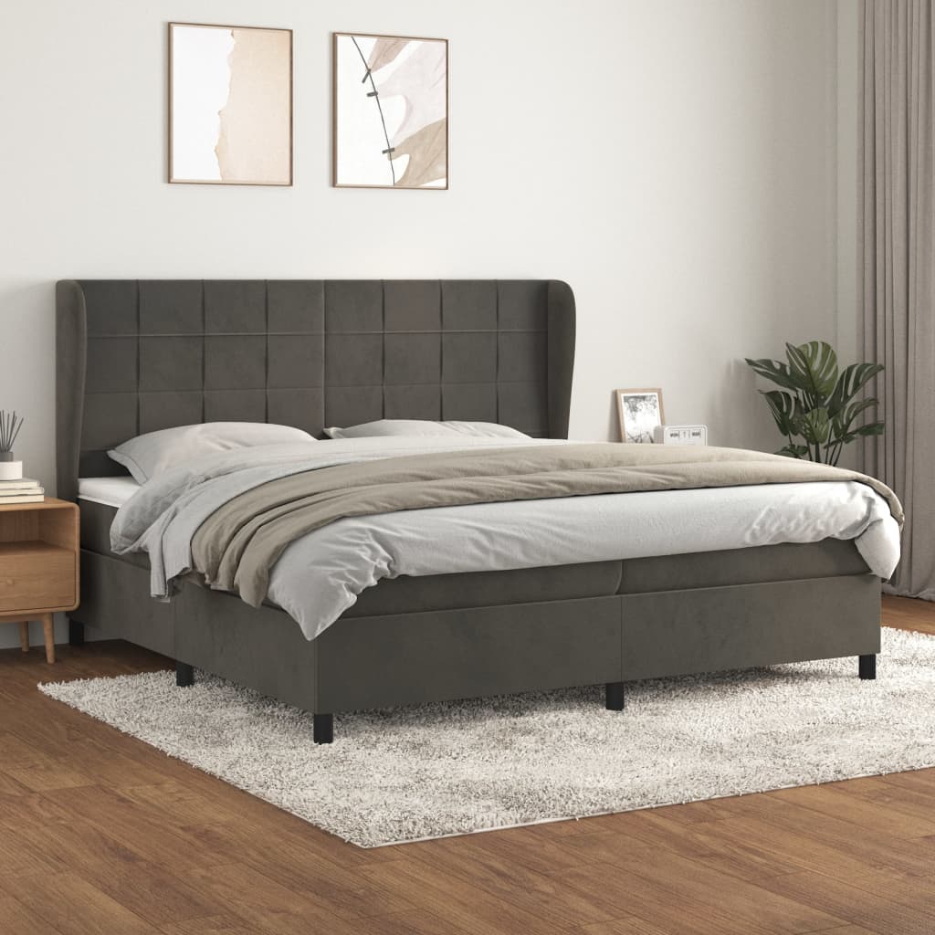 Boxspring met matras fluweel donkergrijs 200x200 cm is nu te koop bij PeponiXL, paradijselijk wonen!