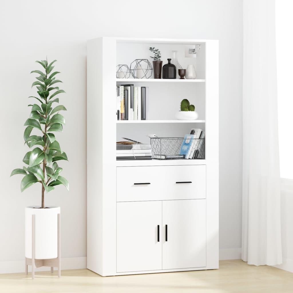 Hoge kast bewerkt hout wit is nu te koop bij PeponiXL, paradijselijk wonen!