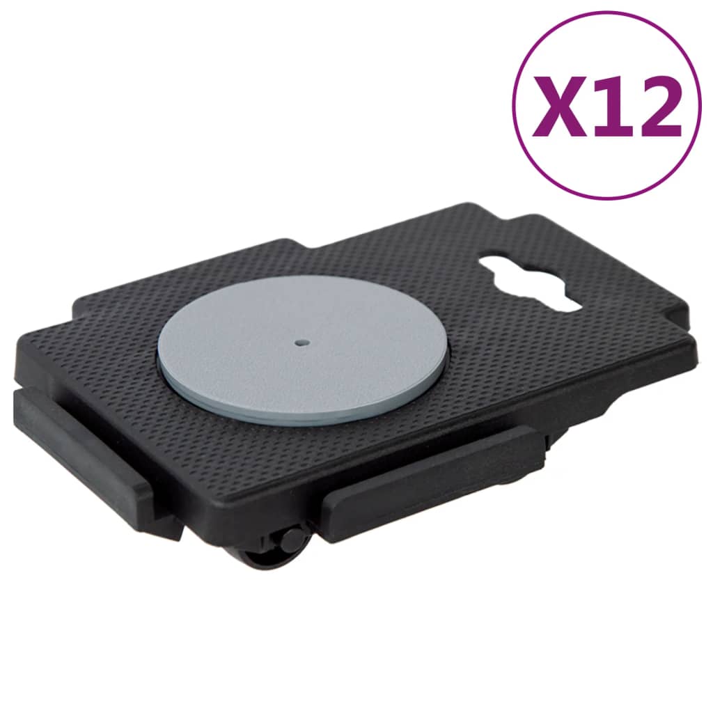 vidaXL Verhuishondjes met 8 wielen 12 st 150 kg polypropeen zwart
