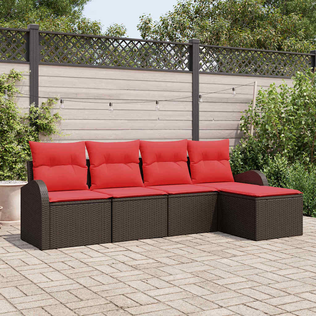 Tuin Sofa Set 5 pcs Bruin poly rattan is nu te koop bij PeponiXL, paradijselijk wonen!