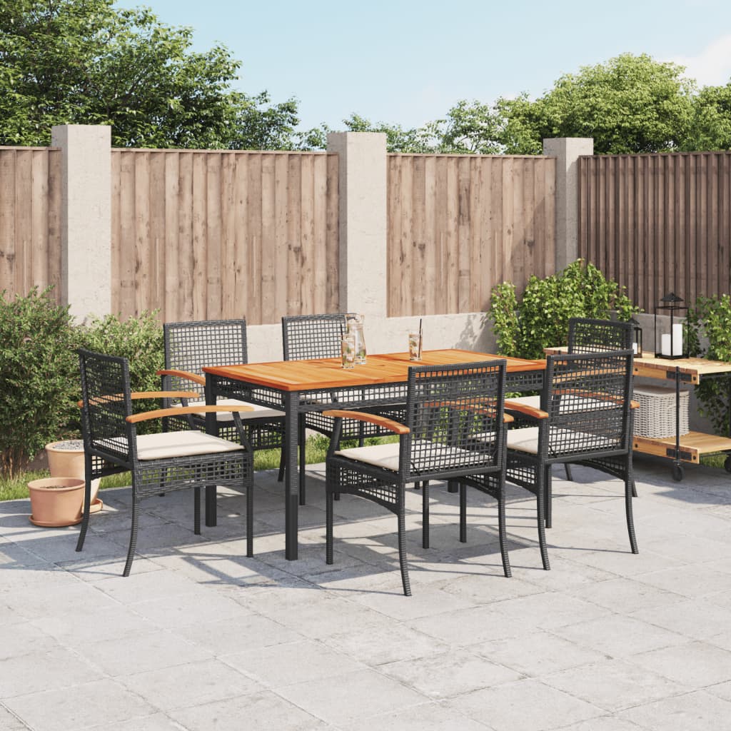 7-delige Tuinset met kussens poly rattan zwart is nu te koop bij PeponiXL, paradijselijk wonen!