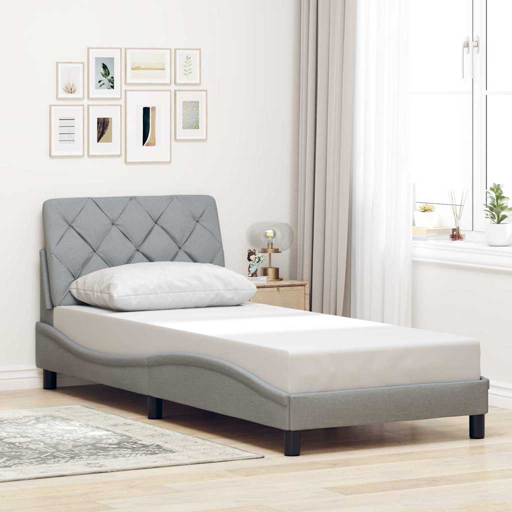 Bedframe zonder matras 90x200 cm stof lichtgrijs is nu te koop bij PeponiXL, paradijselijk wonen!