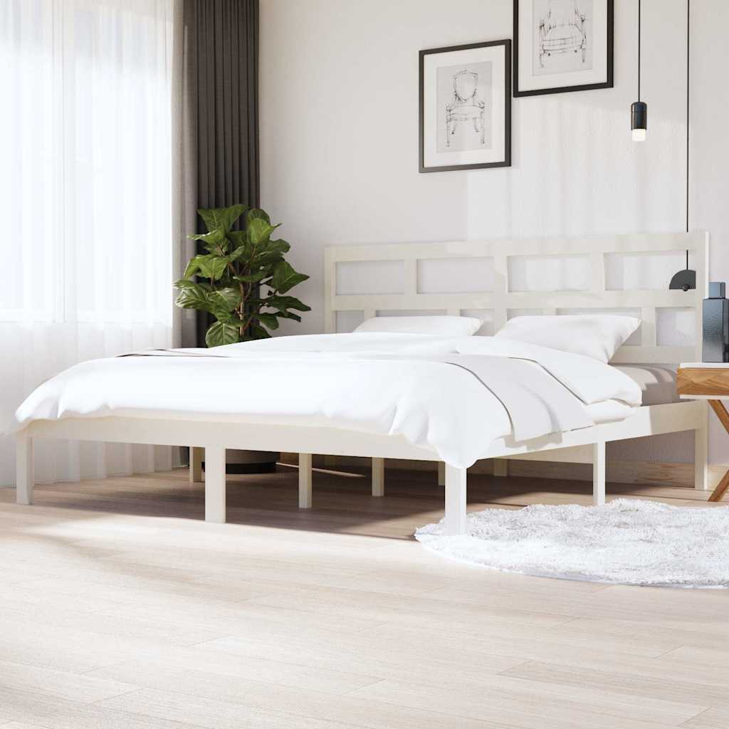 Bedframe massief grenenhout wit 200x200 cm is nu te koop bij PeponiXL, paradijselijk wonen!