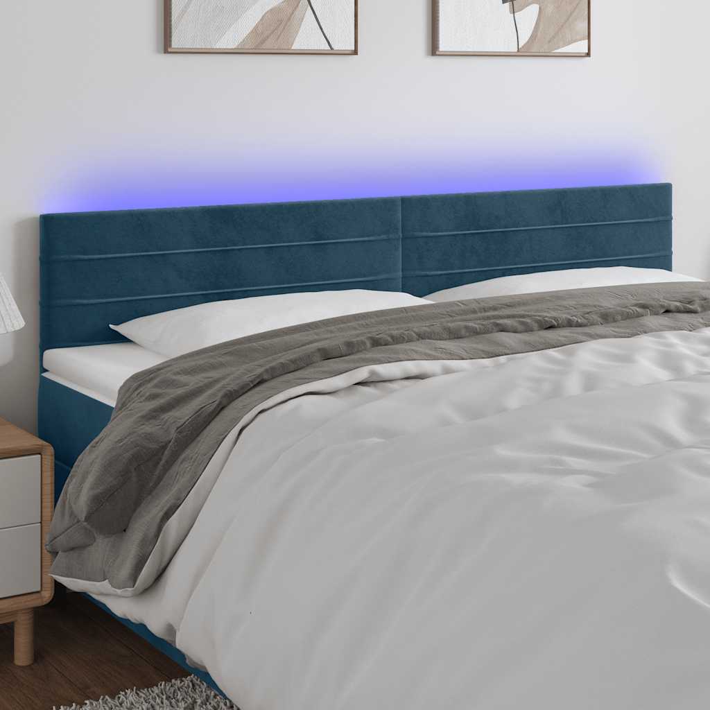 Hoofdbord LED 180x5x78/88 cm fluweel donkerblauw is nu te koop bij PeponiXL, paradijselijk wonen!