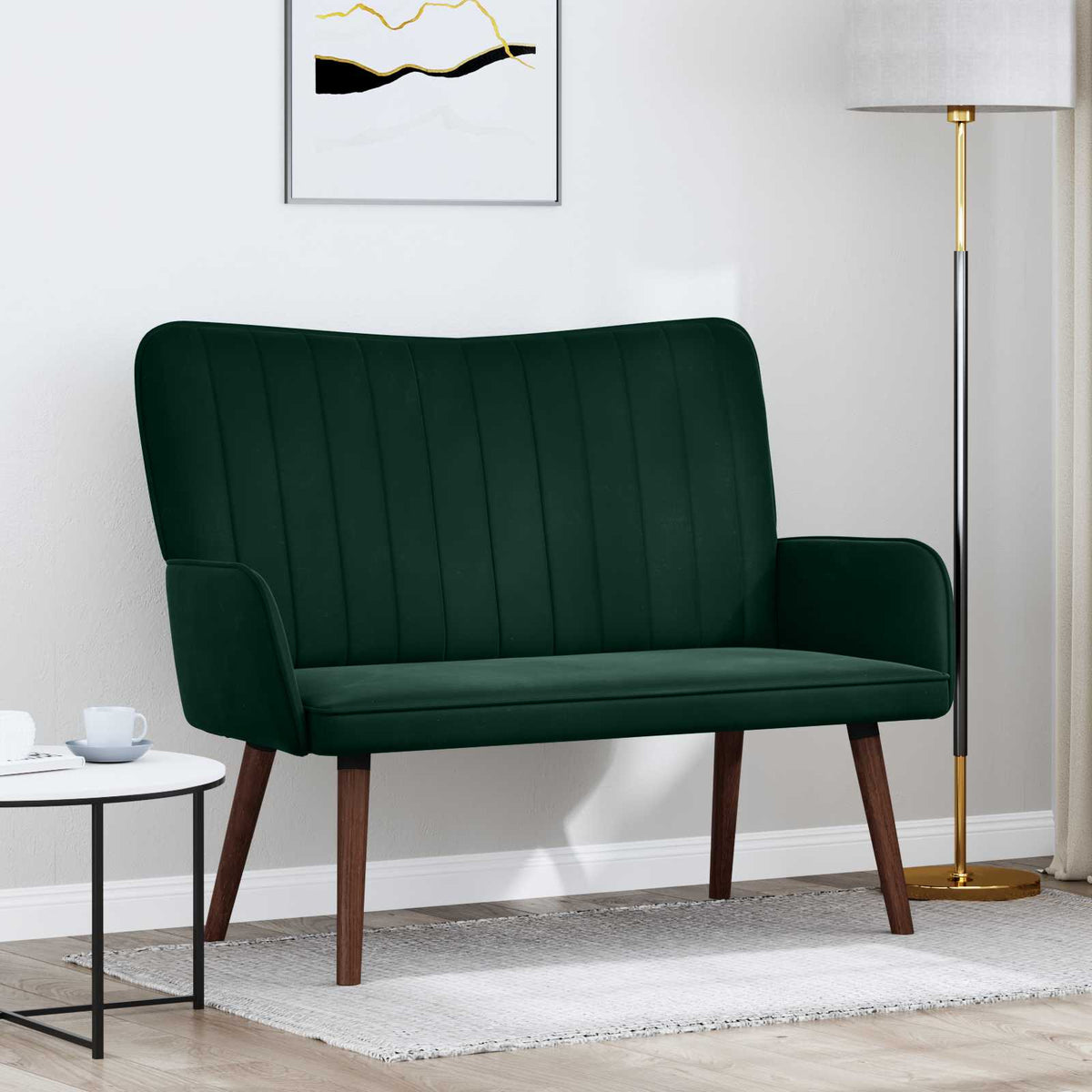 Twee Persoons Sofa Donkergroen 115 x 61 x 87 cm Fluweel is nu te koop bij PeponiXL, paradijselijk wonen!