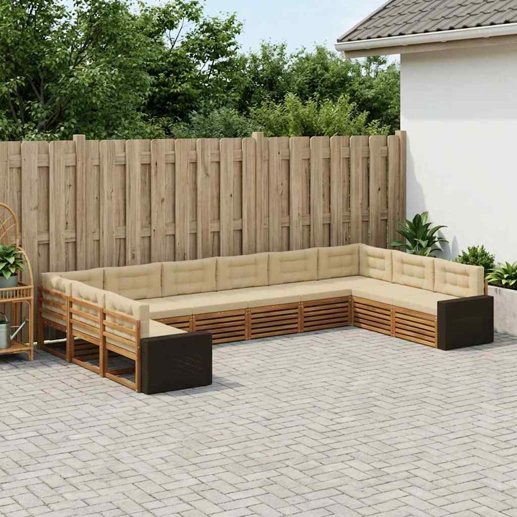 Sofa-Sets met kussen 10 pcs Massief Acaciahout is nu te koop bij PeponiXL, paradijselijk wonen!