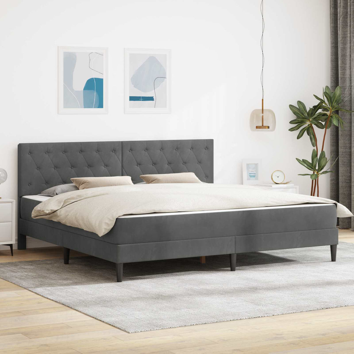 Bedframe met matras Donkergrijs 180 x 200 cm Fluweel is nu te koop bij PeponiXL, paradijselijk wonen!
