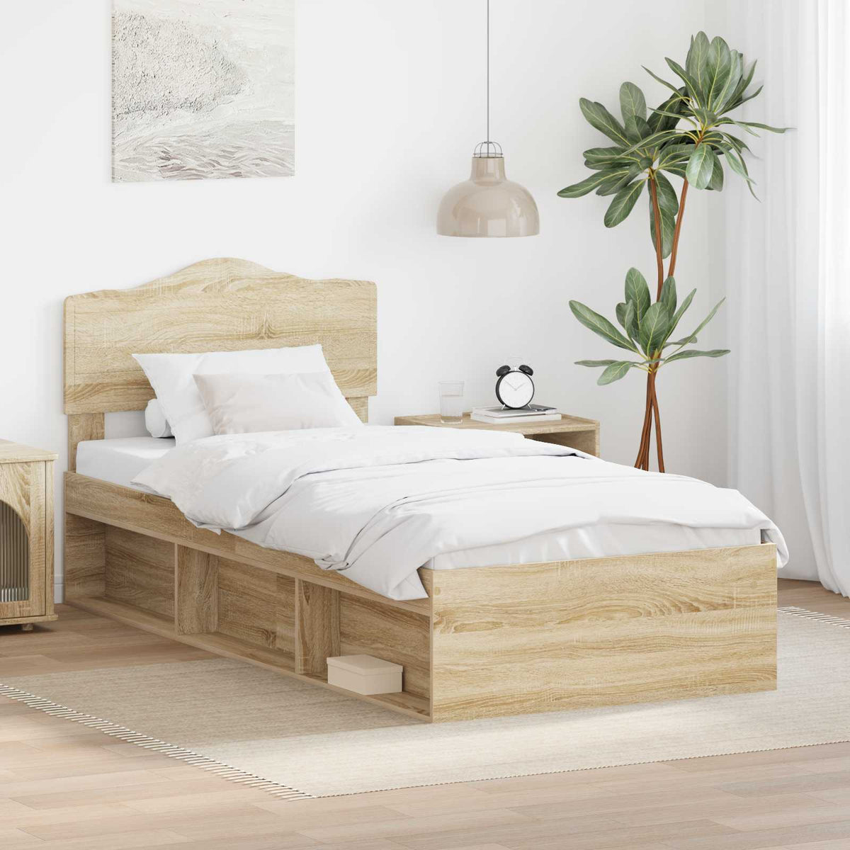 Bedframe met hoofdeinde Sonoma 90 x 190 cm Massief grenenhout is nu te koop bij PeponiXL, paradijselijk wonen!