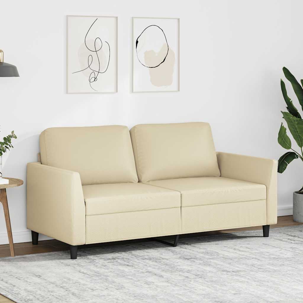 Tweezitsbank 140 cm kunstleer crèmekleurig is nu te koop bij PeponiXL, paradijselijk wonen!