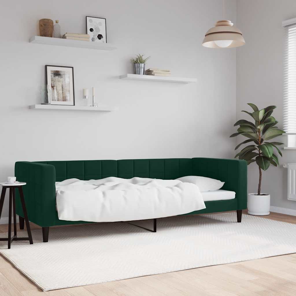 Slaapbank 80x200 cm fluweel donkergroen is nu te koop bij PeponiXL, paradijselijk wonen!