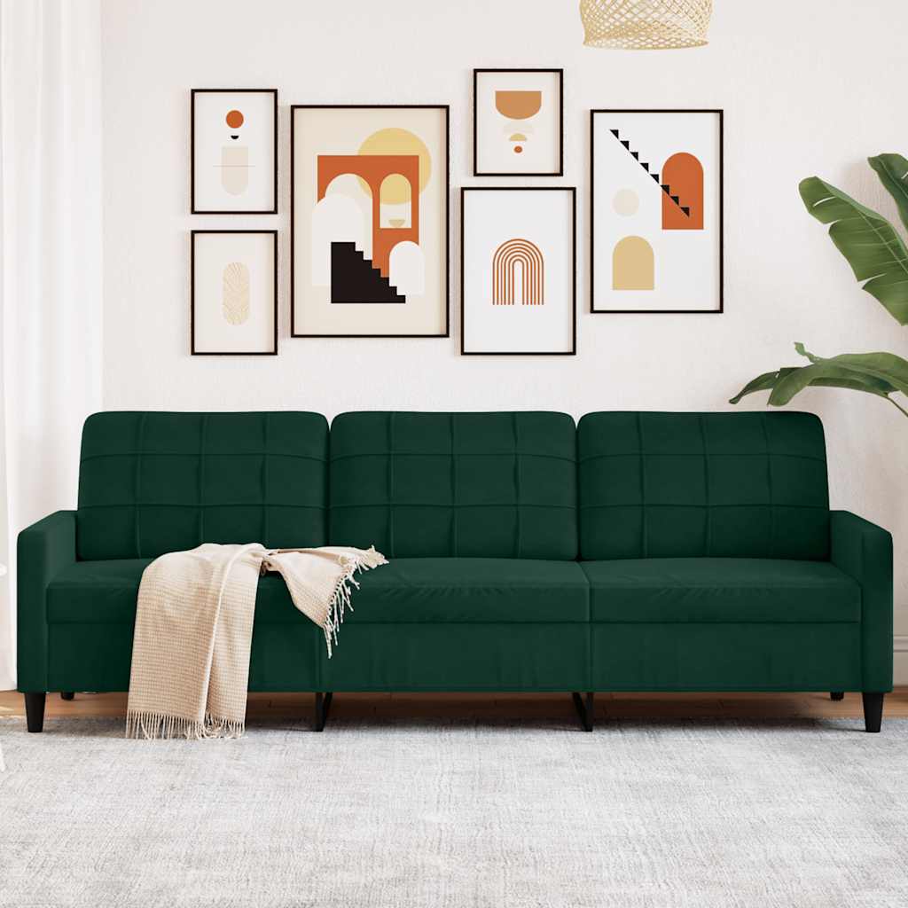Driezitsbank 210 cm fluweel donkergroen is nu te koop bij PeponiXL, paradijselijk wonen!