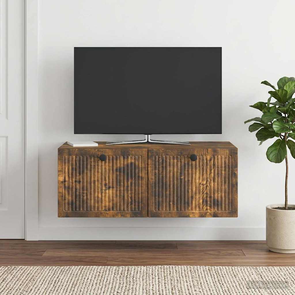 Wandbeugel TV-kast Gerookt eiken 78,5 x 41 x 30 cm Bewerkt hout is nu te koop bij PeponiXL, paradijselijk wonen!