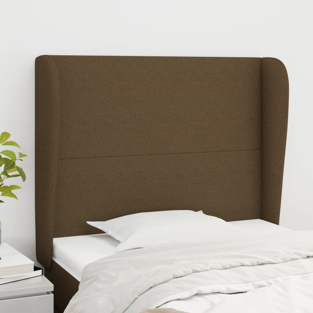 Hoofdbord met randen 83x23x118/128 cm stof donkerbruin is nu te koop bij PeponiXL, paradijselijk wonen!