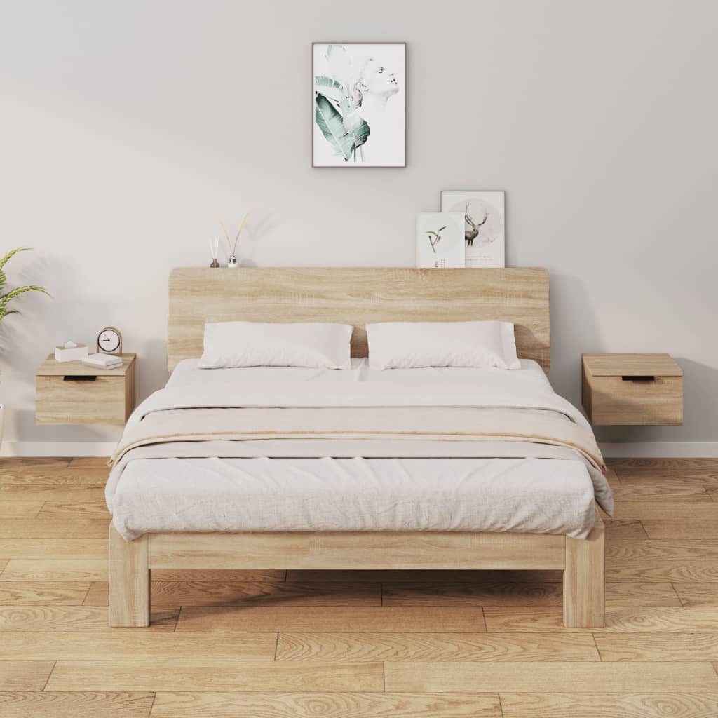Nachtkastjes 2 st wandgemonteerd 34x30x20 cm sonoma eikenkleur is nu te koop bij PeponiXL, paradijselijk wonen!