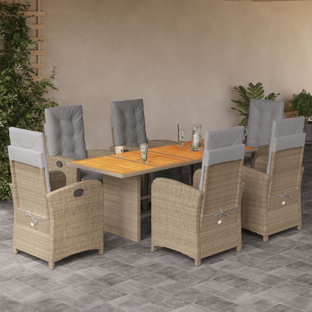 7-delige Tuinset met kussens poly rattan beige is nu te koop bij PeponiXL, paradijselijk wonen!