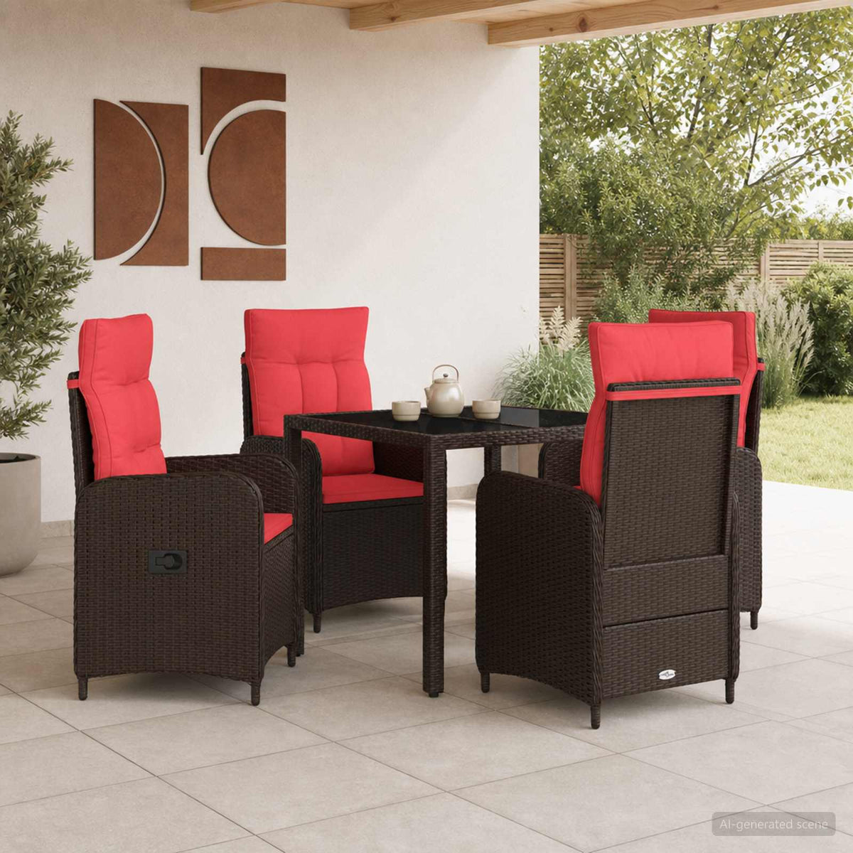 Buiten eettafelset 5 pcs poly rattan is nu te koop bij PeponiXL, paradijselijk wonen!