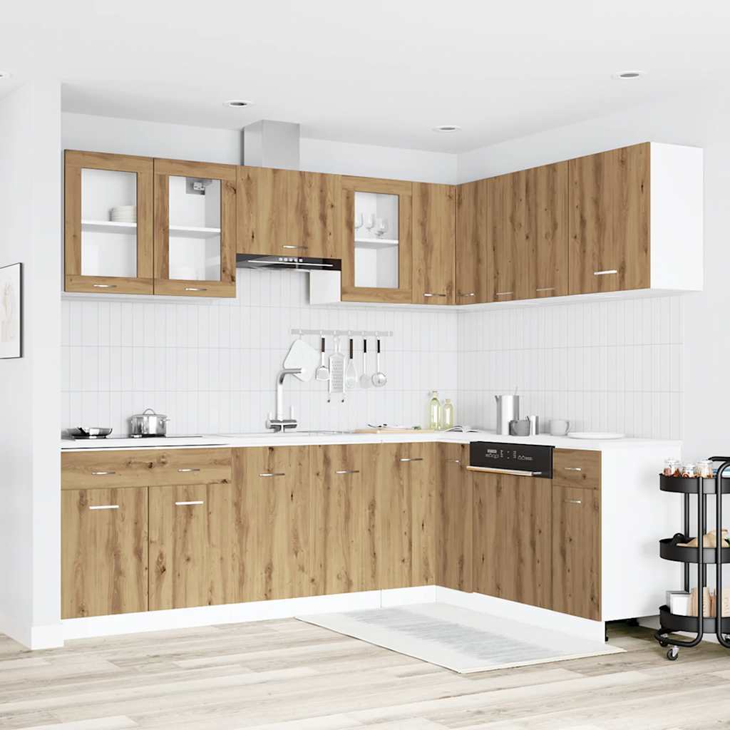 11-delige Keukenkastenset Lyon bewerkt hout artisanaal eiken is nu te koop bij PeponiXL, paradijselijk wonen!