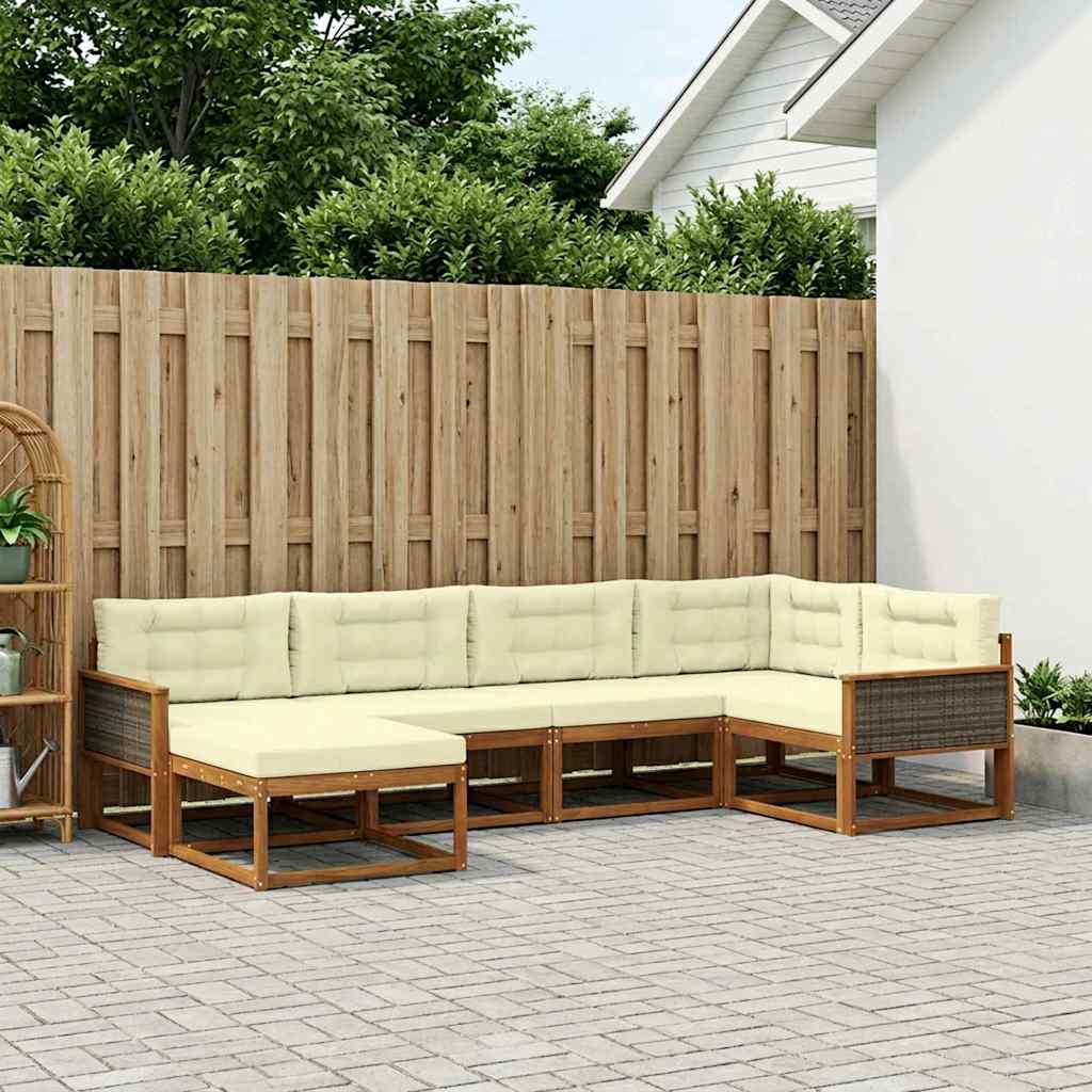 Buiten bankenset met kussen 6 pcs Natuurlijk en Crème is nu te koop bij PeponiXL, paradijselijk wonen!