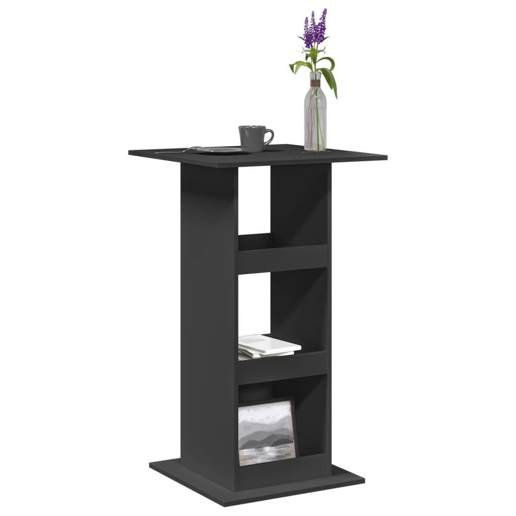 Bartafel met opbergruimte 60x60x102 cm bewerkt hout zwart is nu te koop bij PeponiXL, paradijselijk wonen!