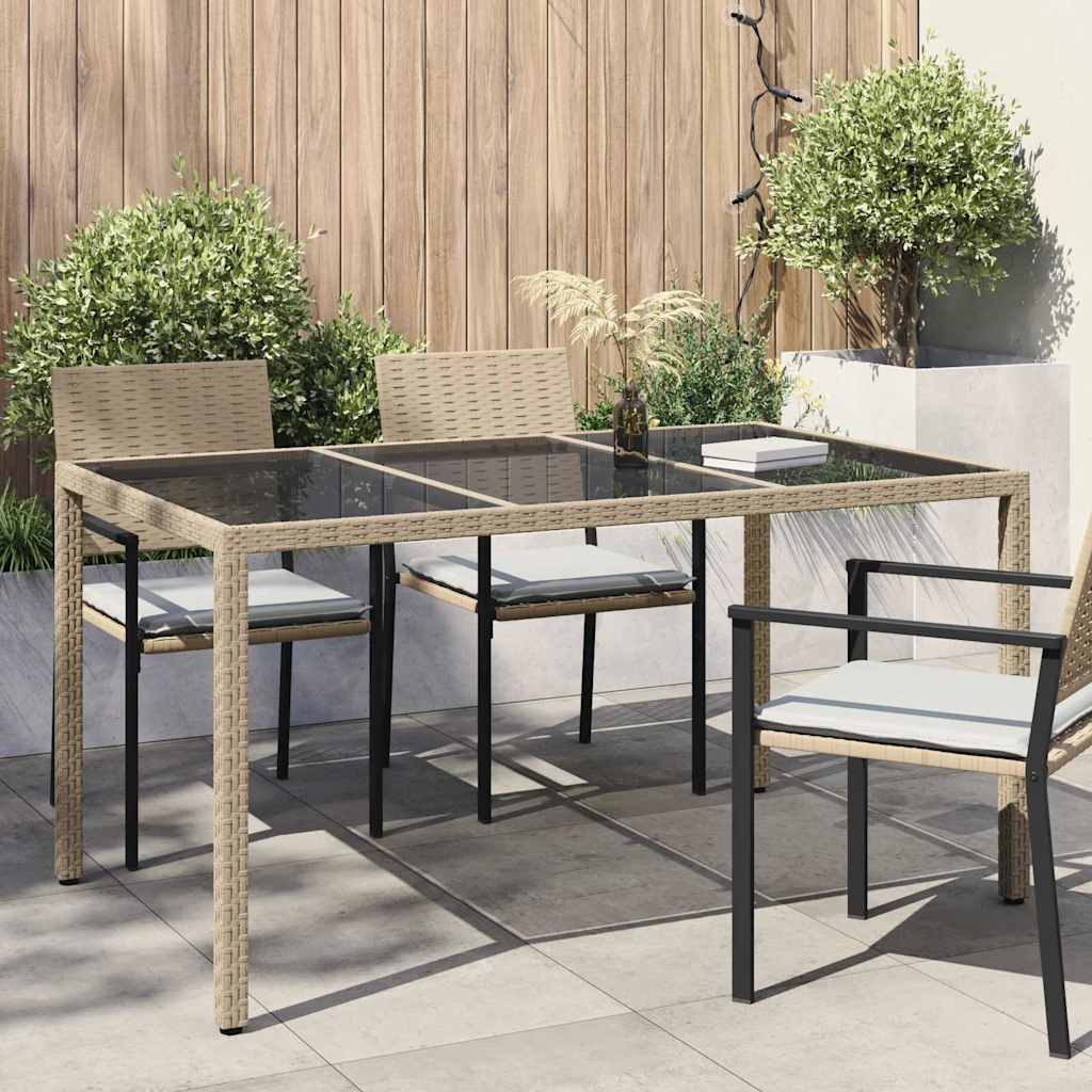 Tuinstafel Beige 150 x 90 x 75 cm poly rattan is nu te koop bij PeponiXL, paradijselijk wonen!