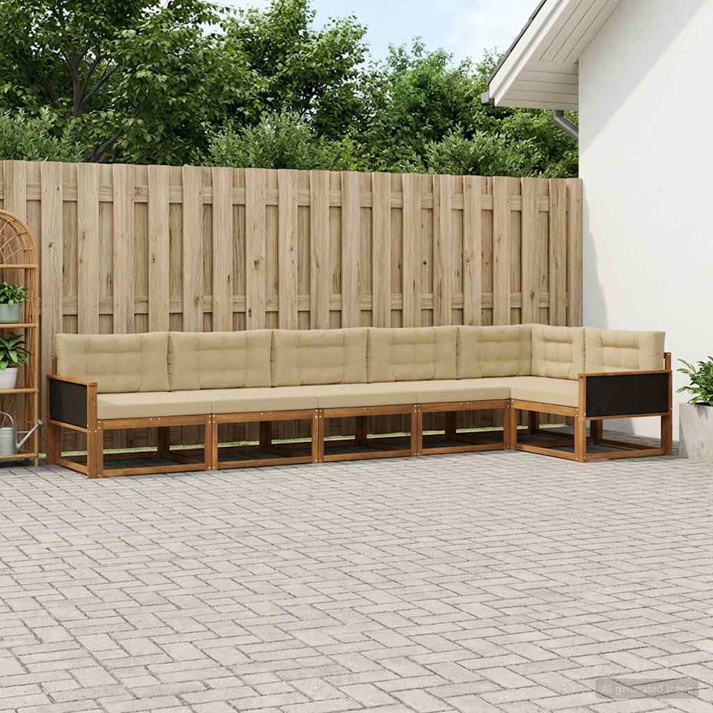 Buiten bankenset met kussen 6 pcs Natuurlijk en Beige is nu te koop bij PeponiXL, paradijselijk wonen!