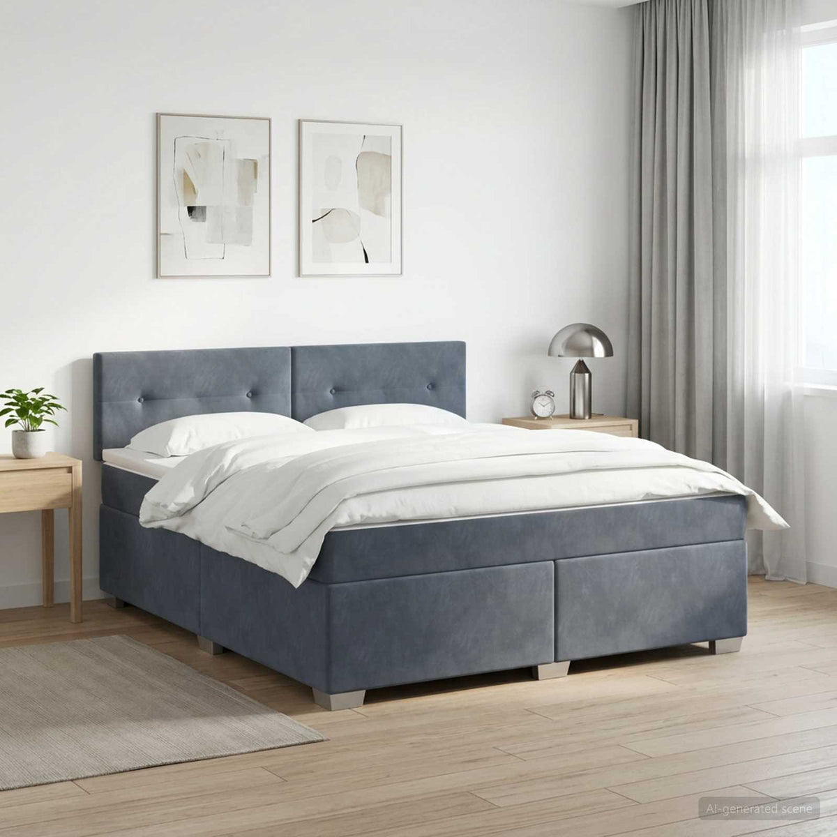 Boxspring Bed met Matras en LED Donkergrijs 180 x 200 cm is nu te koop bij PeponiXL, paradijselijk wonen!