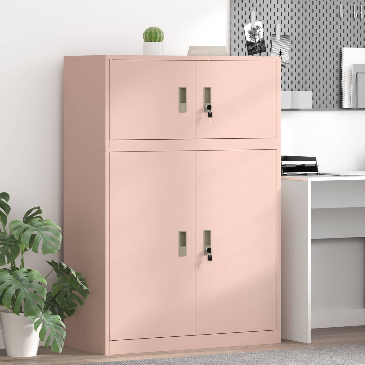 Opbergkast 2 st Roze 90 x 40 x 130 cm Staal Vergrendelbaar is nu te koop bij PeponiXL, paradijselijk wonen!