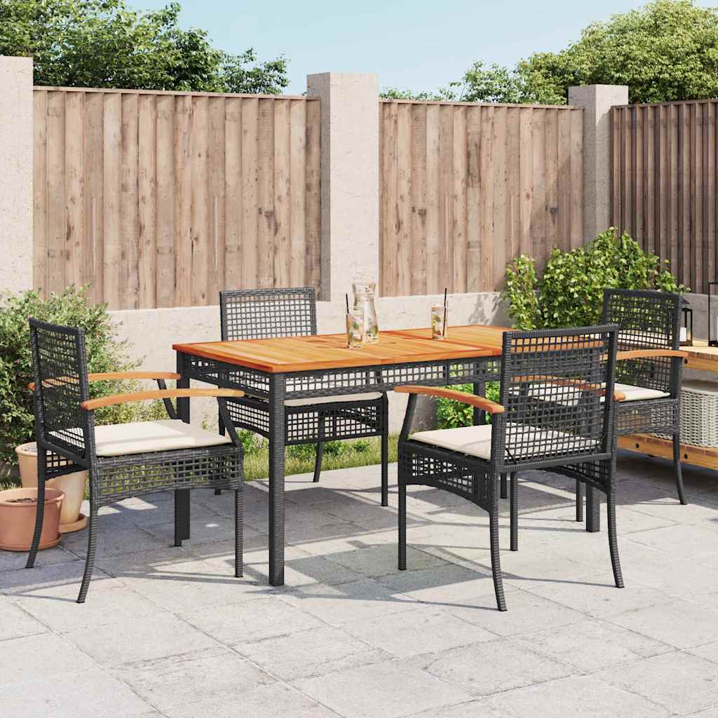 5-delige Tuinset met kussens poly rattan zwart is nu te koop bij PeponiXL, paradijselijk wonen!