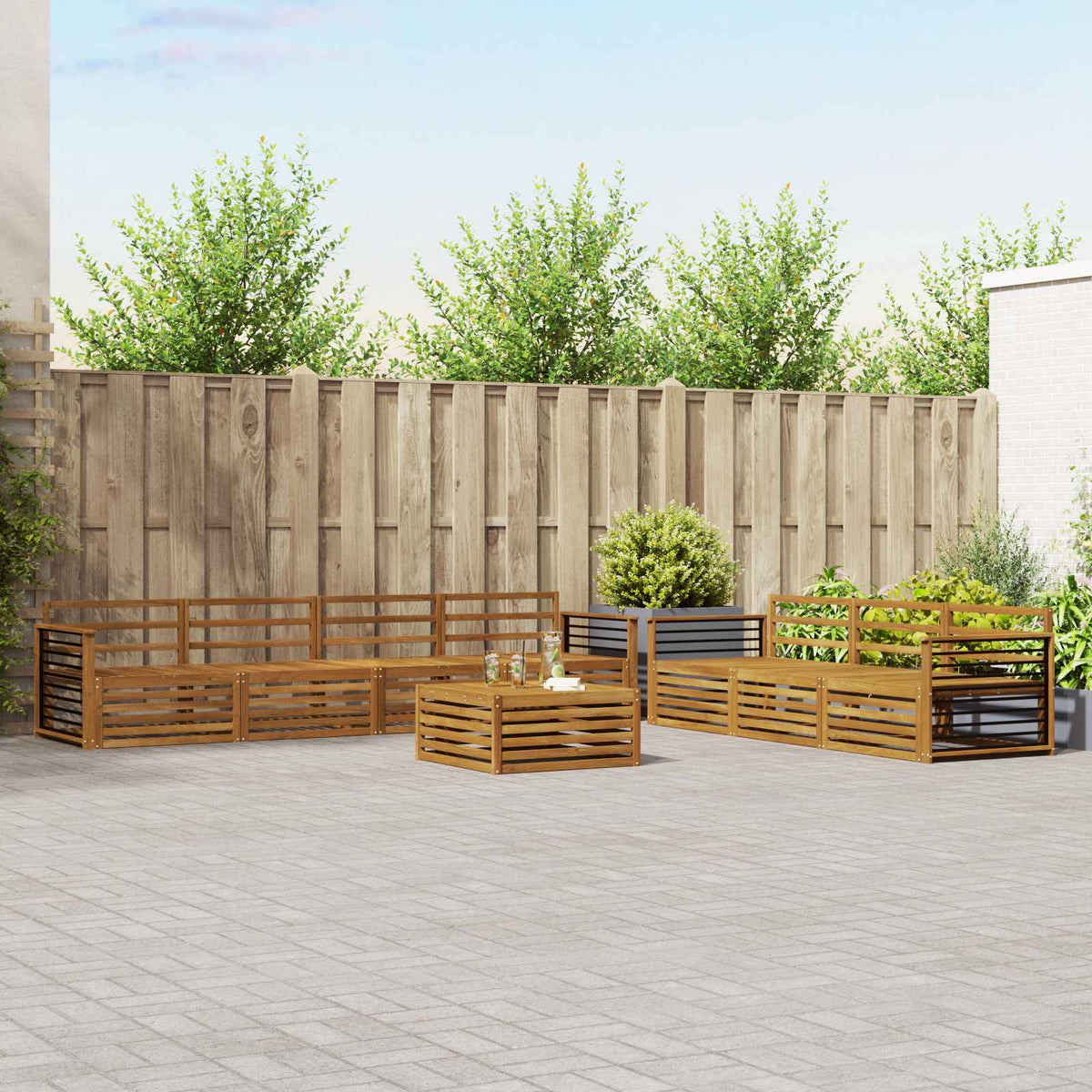 Buiten bankenset 8 pcs Naturel Massief Acaciahout is nu te koop bij PeponiXL, paradijselijk wonen!
