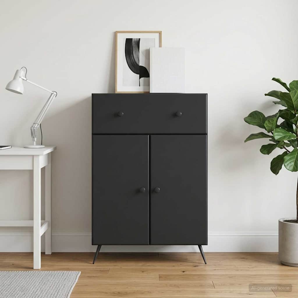 Dressoir met lade Zwart 66 x 34,5 x 90 cm Bewerkt hout is nu te koop bij PeponiXL, paradijselijk wonen!