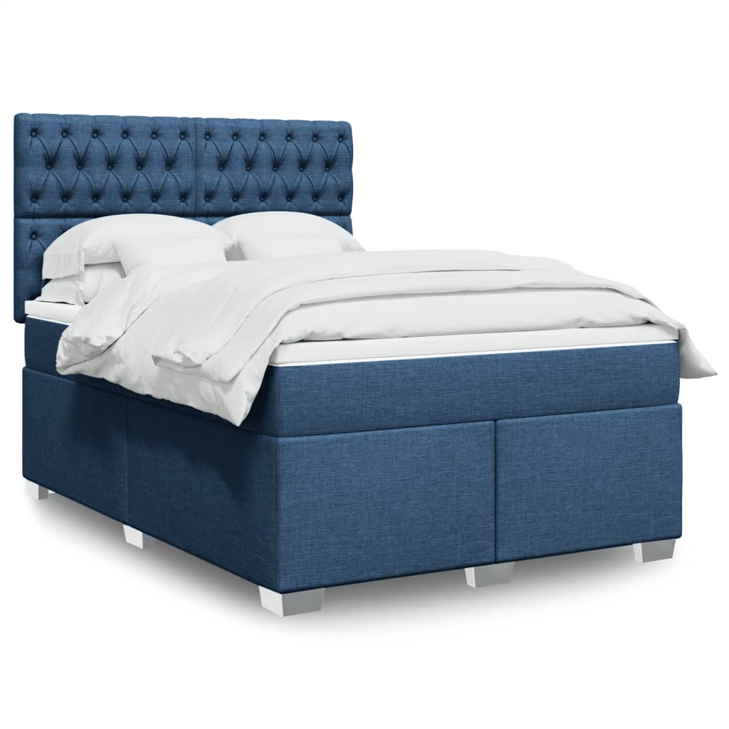 Boxspring met matras stof blauw 140x190 cm is nu te koop bij PeponiXL, paradijselijk wonen!