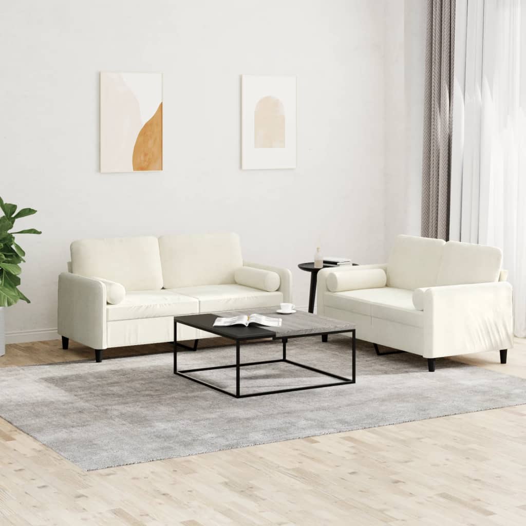 2-delige Loungeset met kussens fluweel crèmekleurig is nu te koop bij PeponiXL, paradijselijk wonen!