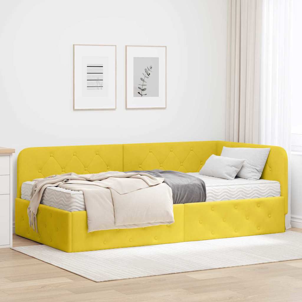 Hoekbedframe Geel 100 x 200 cm Fluweel is nu te koop bij PeponiXL, paradijselijk wonen!