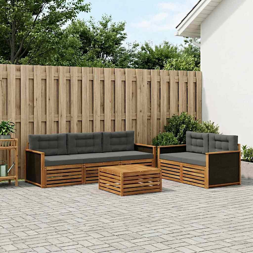 Buiten bankenset 7 pcs Natuurlijk en Antraciet Polyester is nu te koop bij PeponiXL, paradijselijk wonen!