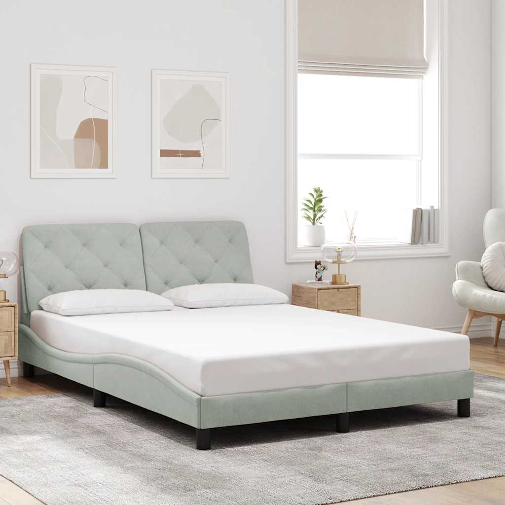 Bedframe zonder matras 120x200 cm fluweel lichtgrijs is nu te koop bij PeponiXL, paradijselijk wonen!