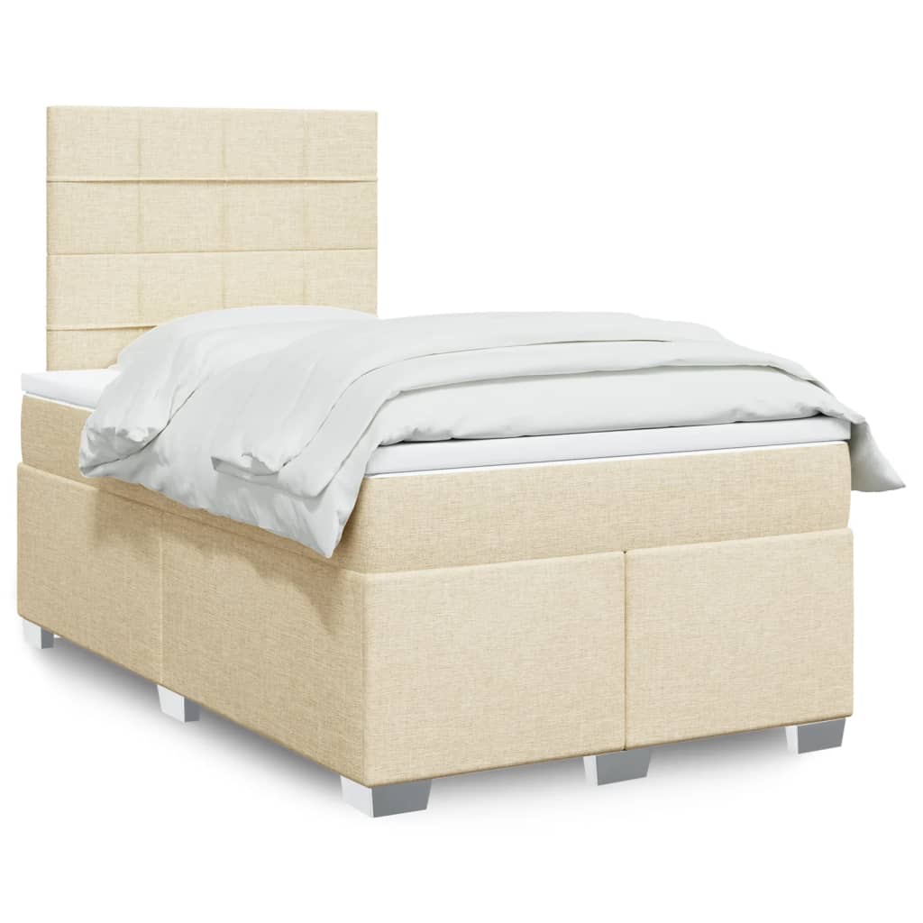 Boxspring met matras stof crèmekleurig 120x190 cm is nu te koop bij PeponiXL, paradijselijk wonen!