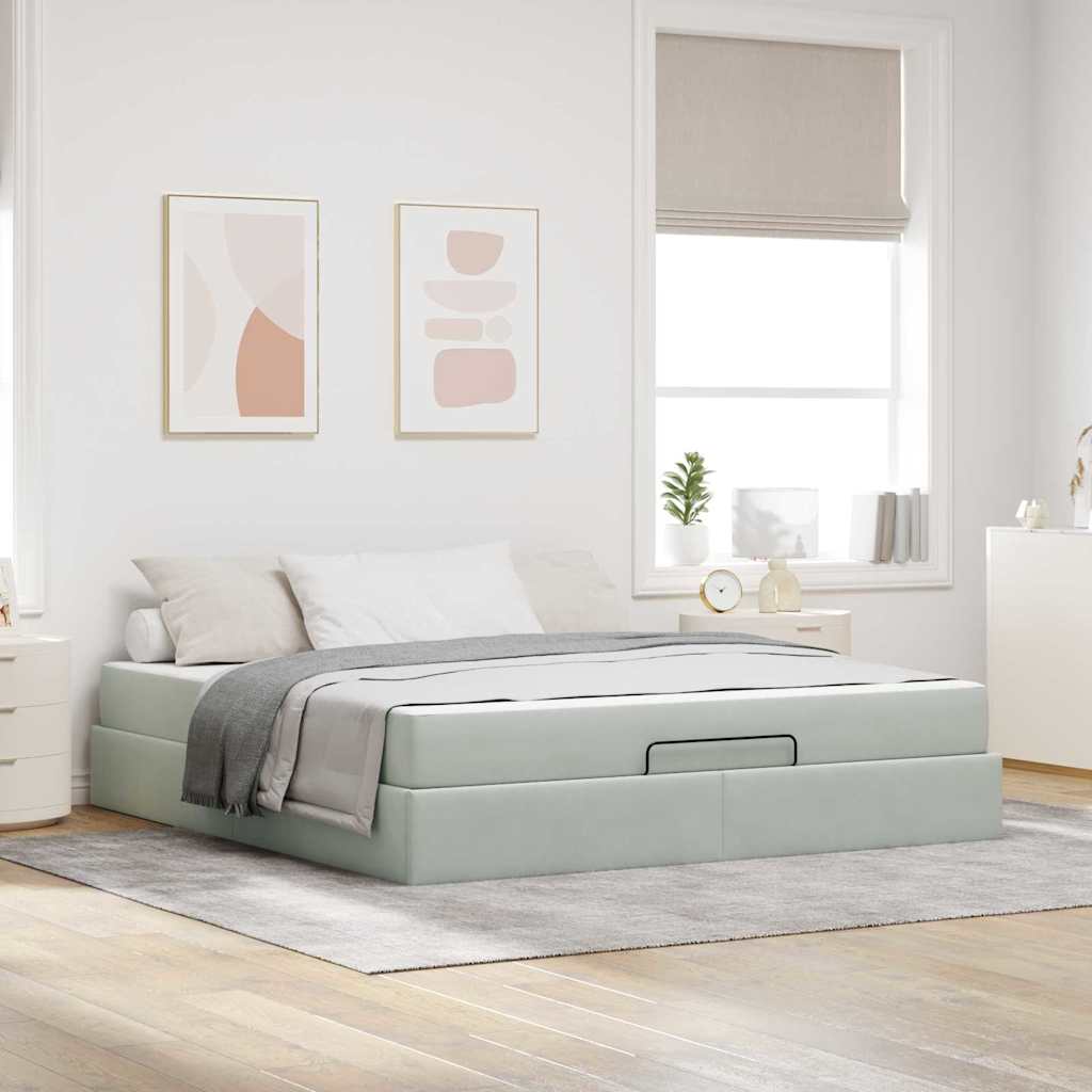 Bedframe met matras 2 pcs Lichtgrijs Fluweel is nu te koop bij PeponiXL, paradijselijk wonen!