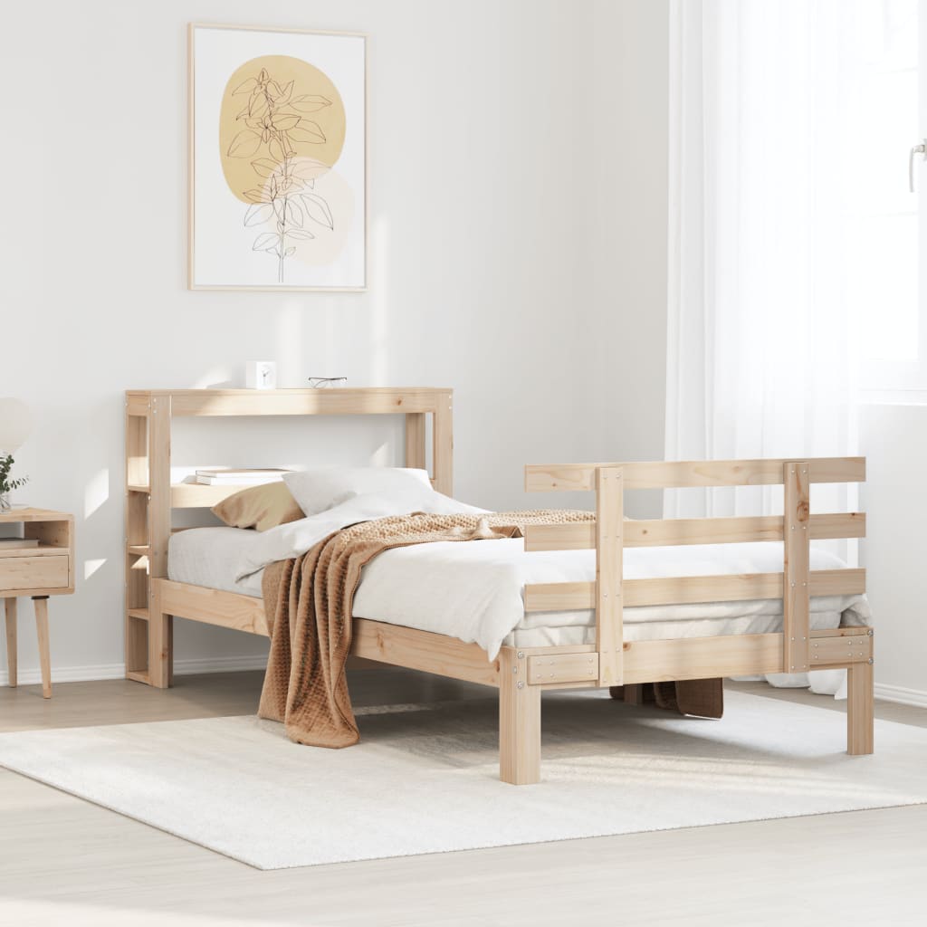 Bedframe met hoofdbord massief grenenhout 75x190 cm is nu te koop bij PeponiXL, paradijselijk wonen!