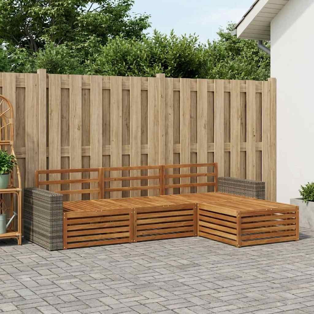 Buiten bankenset 4 pcs Naturel Massief Acaciahout is nu te koop bij PeponiXL, paradijselijk wonen!