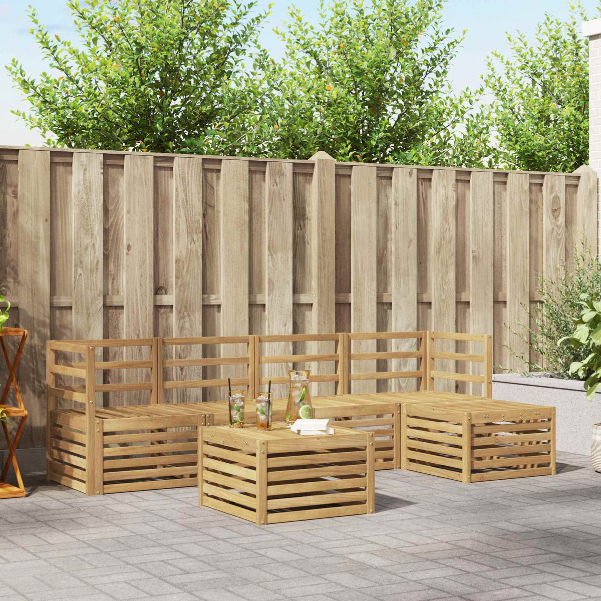 Buiten bankenset 6 pcs Wit Massief Acaciahout is nu te koop bij PeponiXL, paradijselijk wonen!
