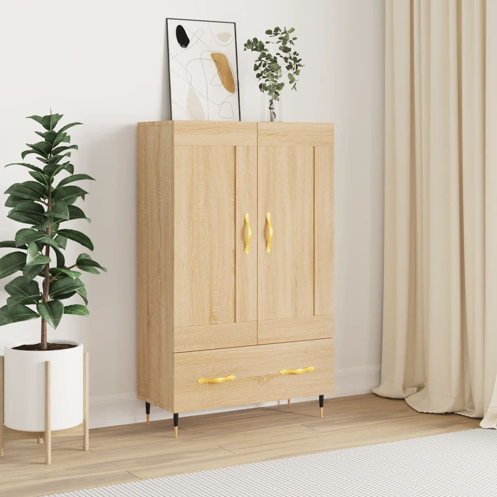 Hoge kast 69,5x31x115 cm bewerkt hout sonoma eikenkleurig is nu te koop bij PeponiXL, paradijselijk wonen!