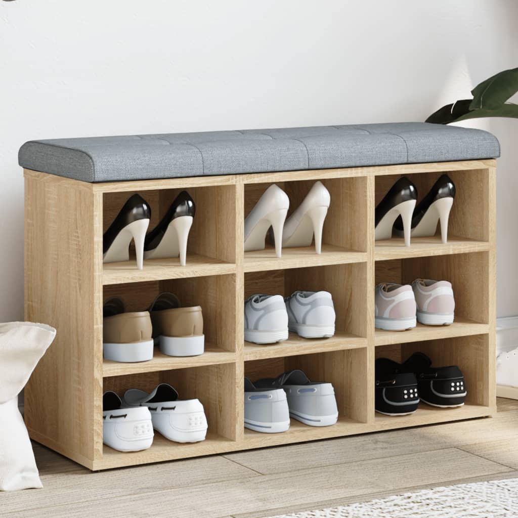 Schoenenbank Sonoma Eiken 82x32x50 cm Bewerkt Hout is nu te koop bij PeponiXL, paradijselijk wonen!