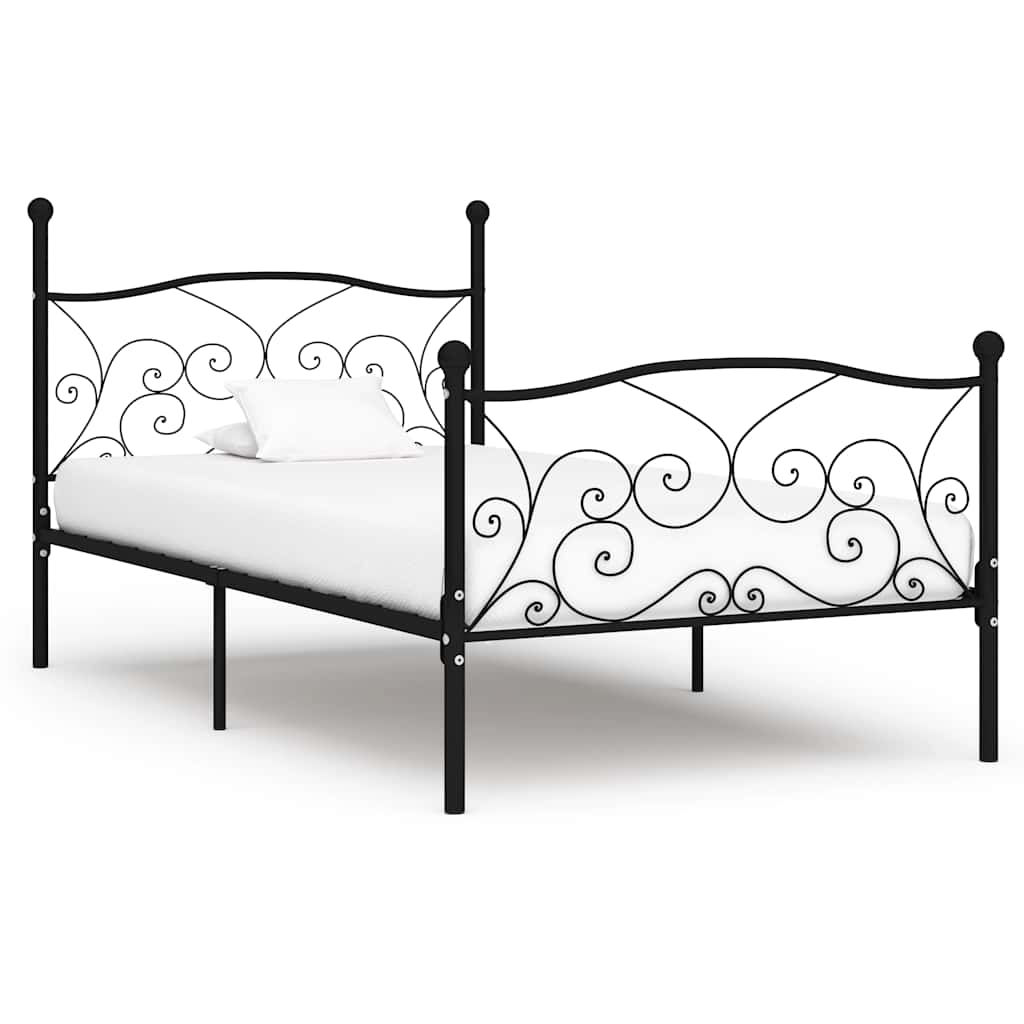 Bedframe met lattenbodem metaal zwart 100x200 cm is nu te koop bij PeponiXL, paradijselijk wonen!