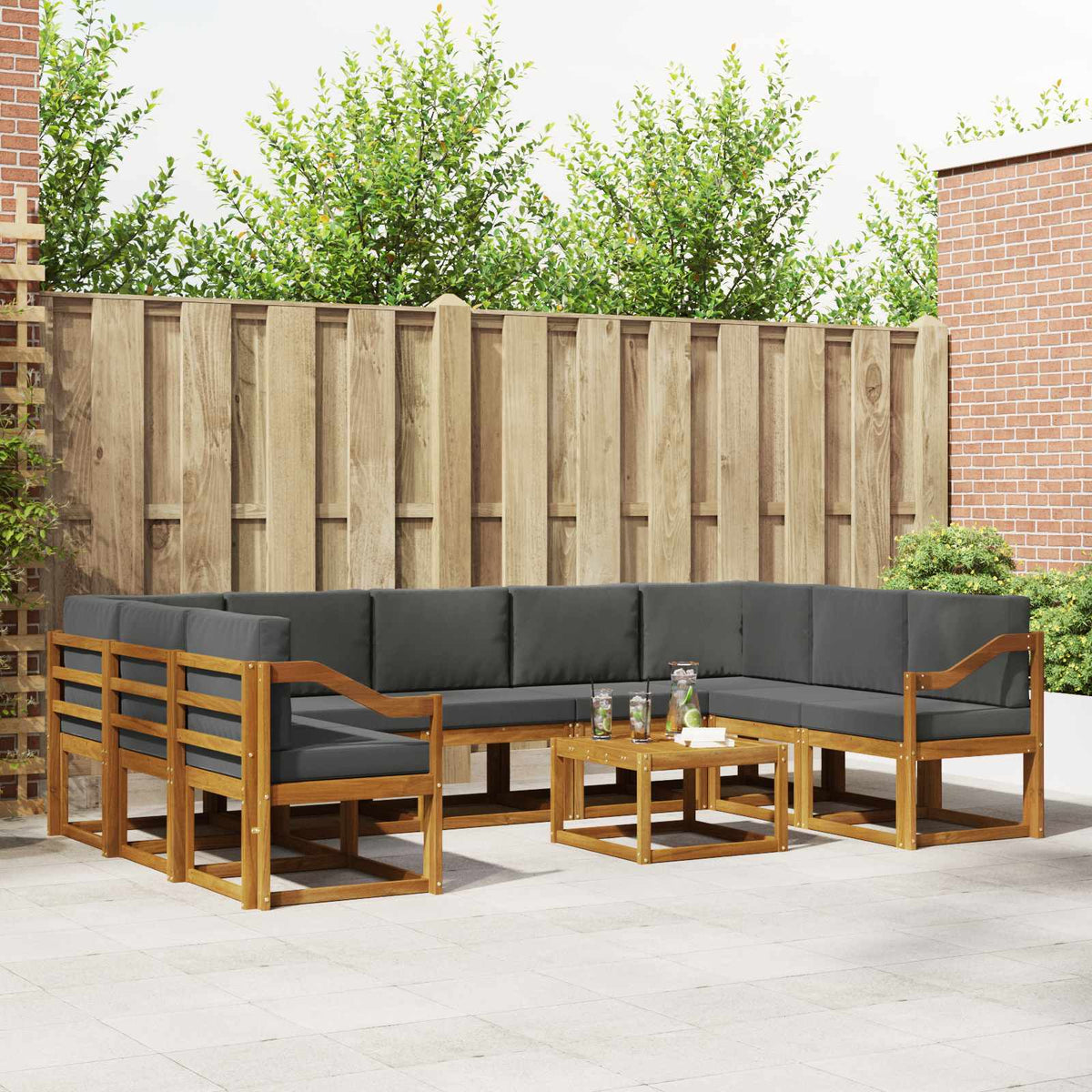 Buiten bankenset met kussen 10 pcs Natuurlijk en Antraciet is nu te koop bij PeponiXL, paradijselijk wonen!