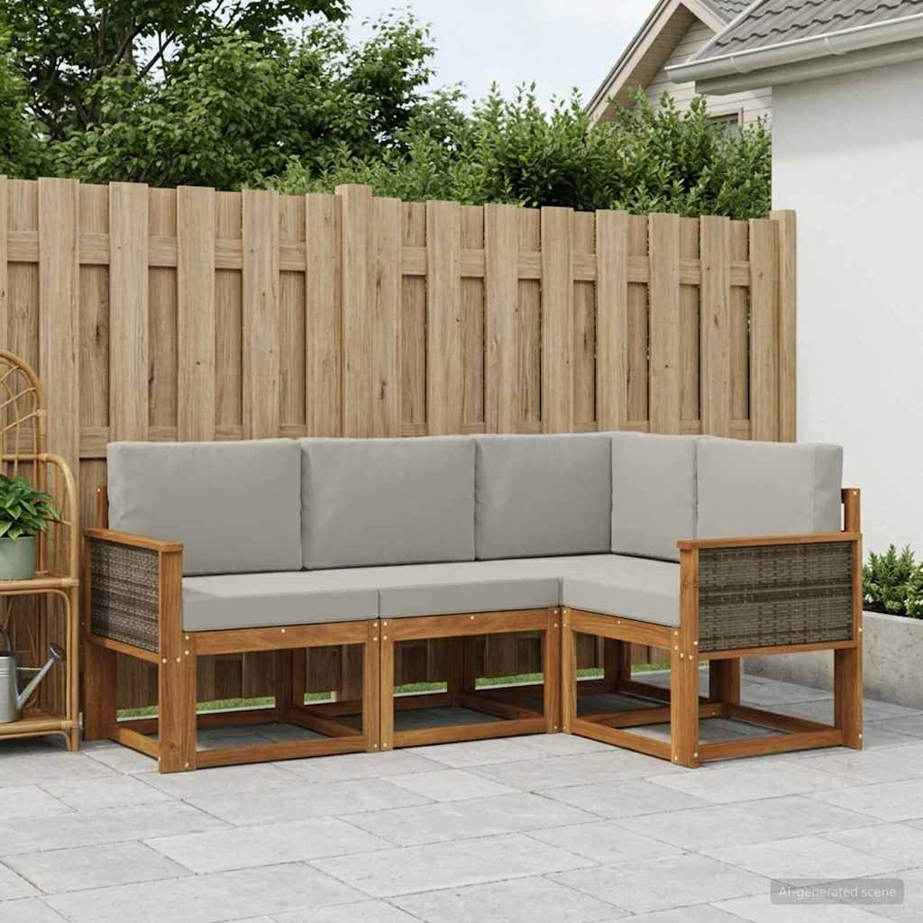 Buiten bankenset 4 pcs Naturel en lichtgrijs Polyester is nu te koop bij PeponiXL, paradijselijk wonen!