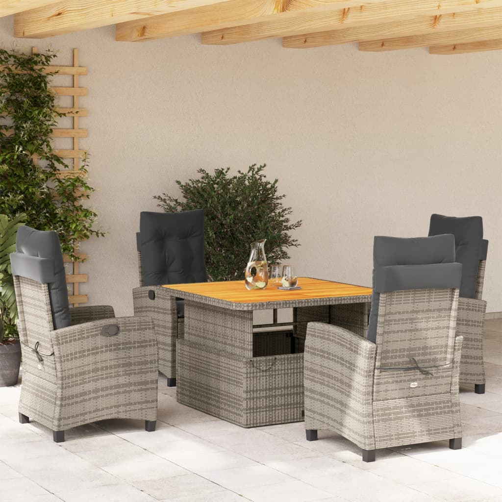5-delige Tuinset met kussens poly rattan grijs is nu te koop bij PeponiXL, paradijselijk wonen!