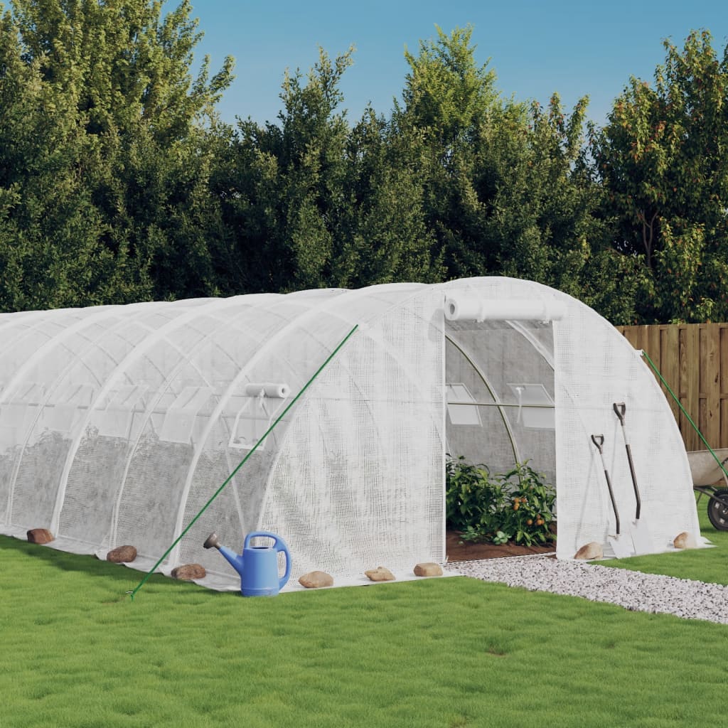 Tuinkas met stalen frame 96 m² 24x4x2 m wit is nu te koop bij PeponiXL, paradijselijk wonen!