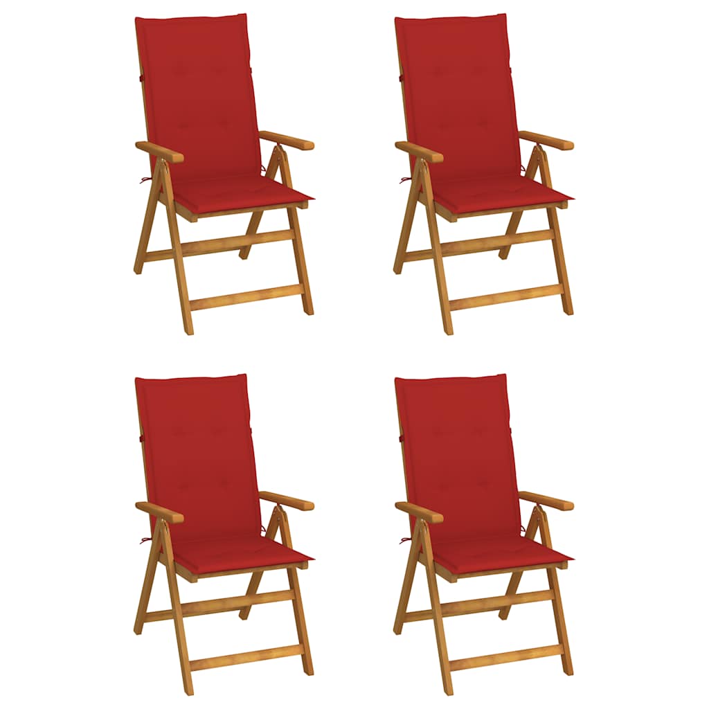 Tuinstoelen 4 st verstelbaar met kussens massief acaciahout is nu te koop bij PeponiXL, paradijselijk wonen!