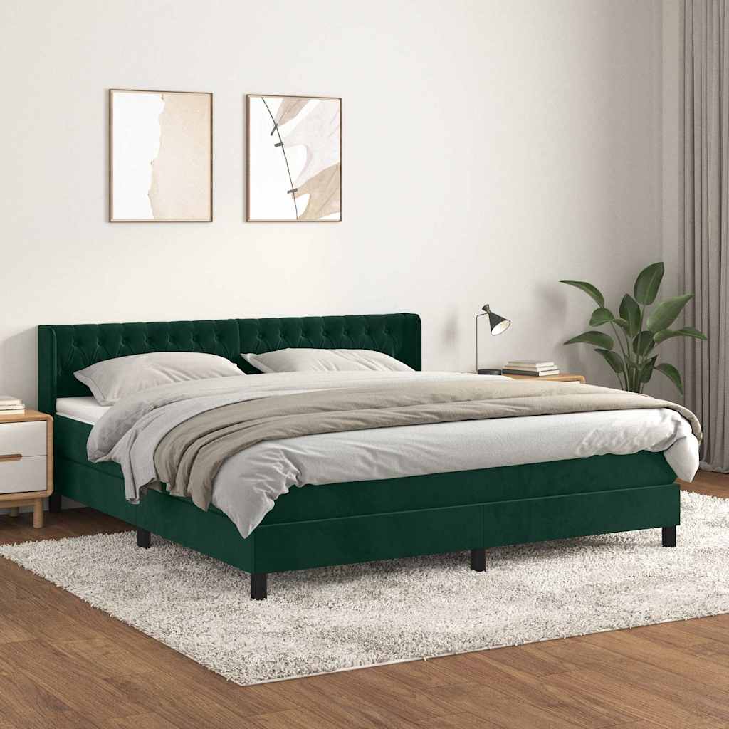 Boxspring met matras fluweel donkergroen 180x200 cm is nu te koop bij PeponiXL, paradijselijk wonen!