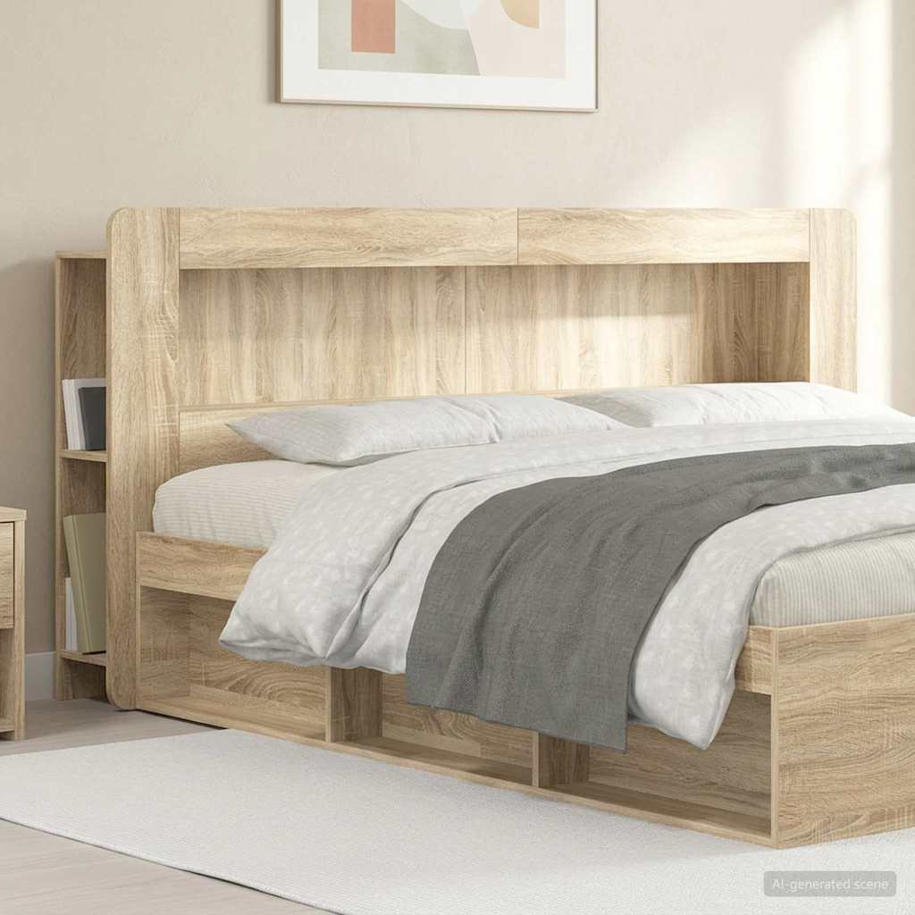 Hoofdbordkast met opslag Sonoma Eiken Geconstrueerd hout is nu te koop bij PeponiXL, paradijselijk wonen!
